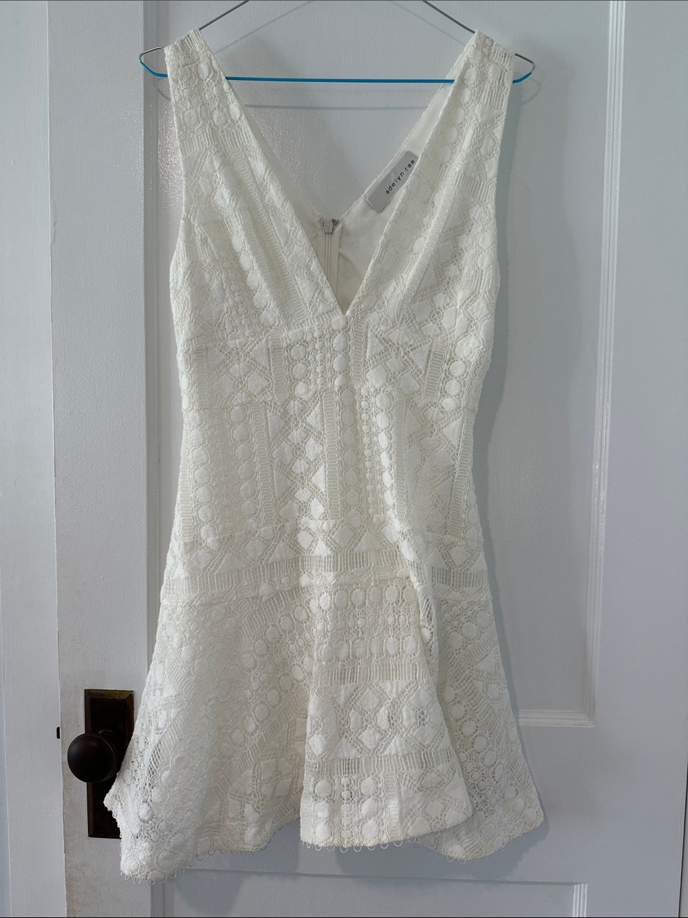 Adelyn Rae White Lace V-Neck Fit & Flare Mini Dress